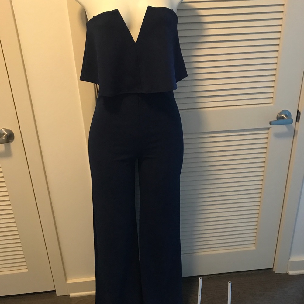 Lulu’s Navy Strapless Jumpsuit